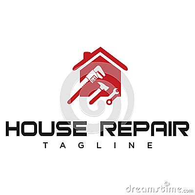 Home repair logo . House Home Improvement Logo Design .Creative House Renovation Service logo design. Modern Real Estate Logo. Com Vector Illustration