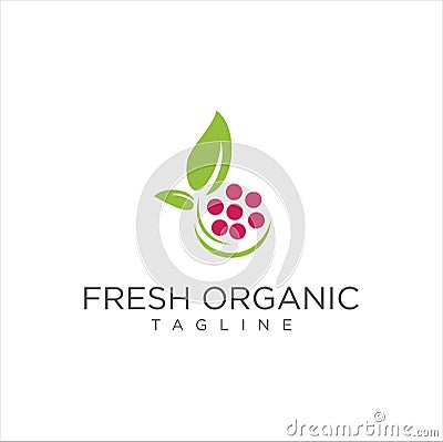 Leaf Grape Logo . Grapes leaves logo template design vector Print Illustrations . Vector Illustration