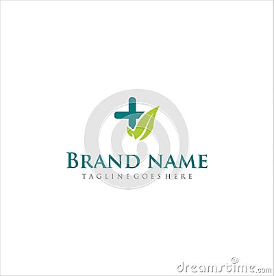 Pharma Medical Leaf Logo Vector . Cross Leaf Logo Design Vector Stock Vector Illustration