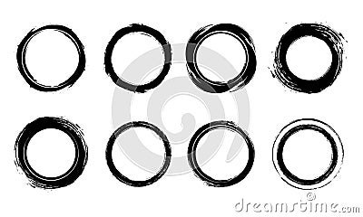 Grunge Cycle Border , Brush Circle Frame graphic Vector Illustration