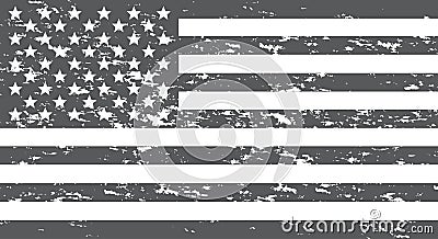 USA flag in grunge style. Old dirty American flag. Vector Illustration