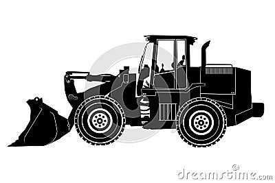 Buldozzer silhouette, heavy vehicle silhouette Vector Illustration