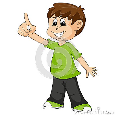 The boy shows his index finger and smile cartoon vector illustration Vector Illustration
