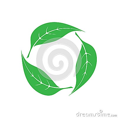Green circle with leaves - Eco, Bio, Vegan, Natural, Organic, Fresh concept vector design for label, logo, icon, badge, sticker Vector Illustration