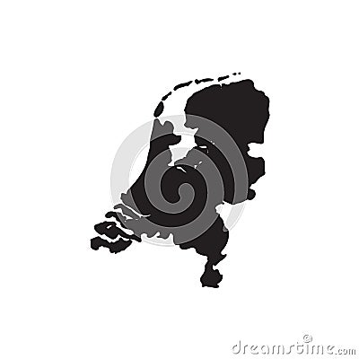 Netherlands map vector, isolated on white background. Black map template, flat earth. Simplified, generalized world map with roun Vector Illustration