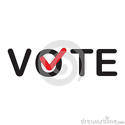 Vote text with check mark Vector Illustration