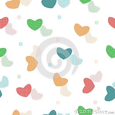 Seamless repeat pattern with colorful hearts background, bright vector illustration design with cute hearts, mothers day, valentin Vector Illustration