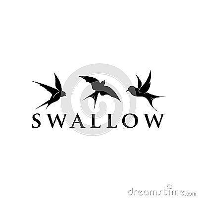 Spring bird or swift birds in sky crowd fly Vector Illustration