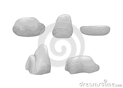 PrintVector illustration of rocks and stones, Isolated natural elements in different shapes Vector Illustration