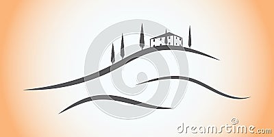 Simple Vector illustration design of Tuscany, Italy for banner, t-shirt graphics, fashion prints, slogan tees, stickers, cards Vector Illustration