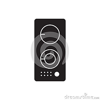Cook top cooking panel, surface. Induction stove hob. Flat black design style vector illustration icon. Vector Illustration