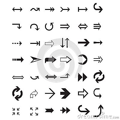 Arrow icon set of vector flat arrows. Collection for web design, mobile apps, interface and more. Vector Illustration