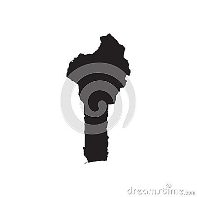 Benin map vector, isolated on white background. Black template, flat earth. Simplified, generalized with round corners. Vector Illustration