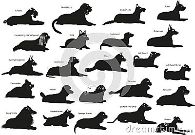 23 Dog Silhouettes Vector Illustration