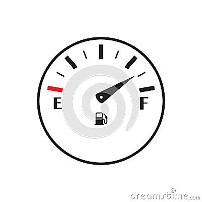 Round Full fuel gauge icon. Gasoline indicator on white background. Vector fuel indicator isolated. Vector Illustration