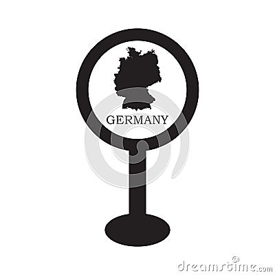 Germany map in pin location sign. Vector illustration, isolated on white background. Vector Illustration