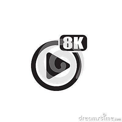 8K movie play icon. Vector illustration on white background. Vector Illustration