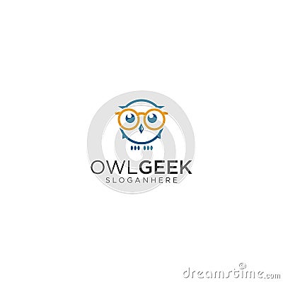 Owl Logo Icon Education Design . Owl Geek Logo Template Illustration Design. Vector EPS 10. Vector Illustration