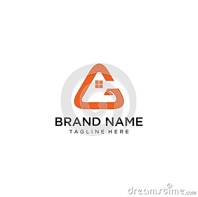 Triangle Letter G Real Estate Logo Design . Triangle Letter G Home Logo Design .Triangle Letter G House Logo Design Vector Illustration