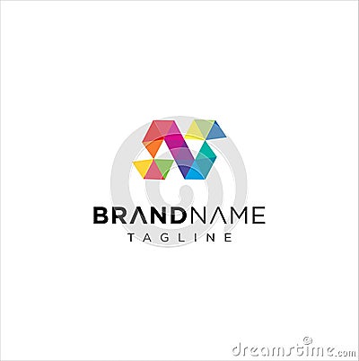 Letter N logo Pixel Triangle Geometric Colorful / Abstract Letter N Tech Logo Colorfu Vector Illustration
