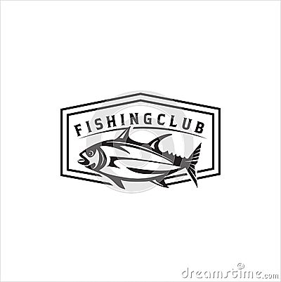 Retro fishing Logo club vector badges labels emblems . Vintage Fishing Sport Club Logo Vector silhouette Vector Illustration