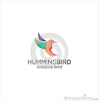 Humming Bird Logo Design Creative sign . Colorful colibri Bird Logo Icon Design . Fliying Bird Colorful Logo Design Illustration Vector Illustration