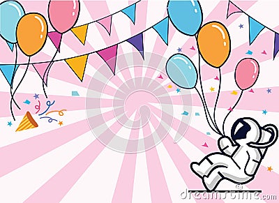 Astronauts Space Happy Birthday Balloon Party Background Backdrop Quality , Birthday Background Stock Photo