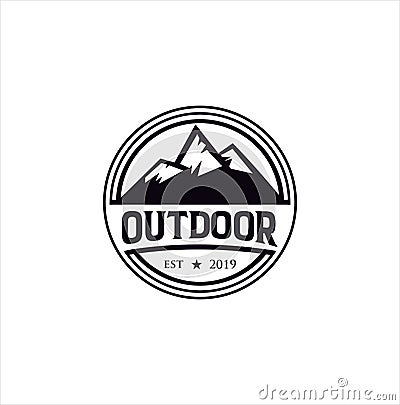 Alpine Mountain Adventure logo Vintage Hipster Retro silhouette. Mountain Outdoor Logo Design ,Hiking, Camping, Expedition And Out Vector Illustration
