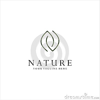 Monogram Letter N Leaf Logo Nature Logos Stock Illustration . Simple Letter N Organic Logo Design Natural Vector Illustration