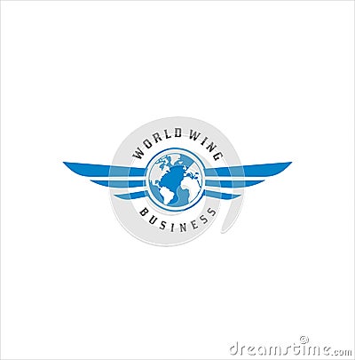 Business global wing Logo Icon Design Vector .Business Global Logo Design Globe . World Earth Logo Business Icon Design Vector Stock Photo