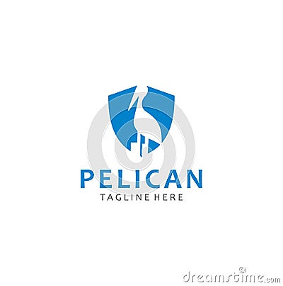 Pelican Logo abstract design vector template . Pelican Shield Logo Design . Stock Photo