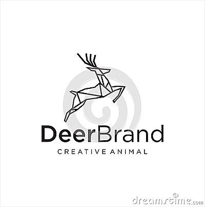 Deer Logo Line Design Symbol Vector . Abstract Deer Jump Logo Line Stock Vector Vector Illustration