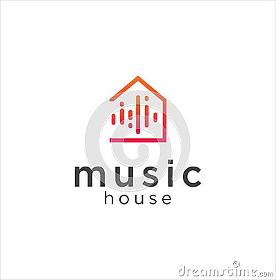 Music House Logo Design Vector Stock. equaliser home logo Design Illustration Vector Illustration