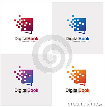 Digital Book Tech Logo. Modern Book Logo Design Template . Tech Book Logo . Media Education Logo . Digital school book online educ Vector Illustration