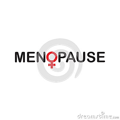 Red Female sign icon in menopause word. Woman health concept vector Vector Illustration