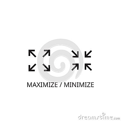 Maximize / Minimize symbol. Full screen enter/exit vector icon. Vector Illustration
