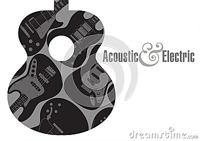 Acoustic electric guitar poster background Vector Illustration