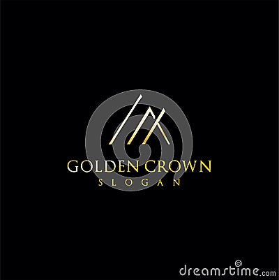 Triangle Crown Logo Gold . Gold triangle premium luxury logo icon Vector . Luxury Triangle Logo Vector Illustration