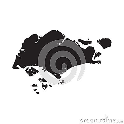 Singapore map vector, isolated on white background. Black template, flat earth. Simplified, generalized world with round corners Vector Illustration