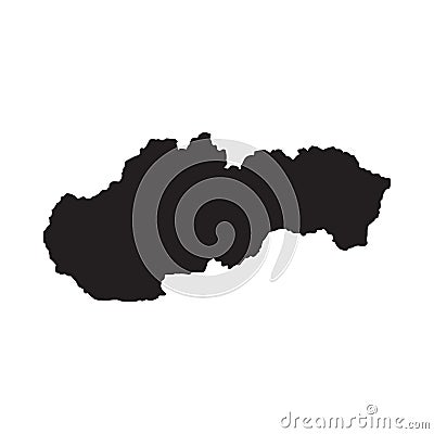 Slovakia map vector, isolated on white background. Black template, flat earth. Simplified, generalized with round corners. Vector Illustration