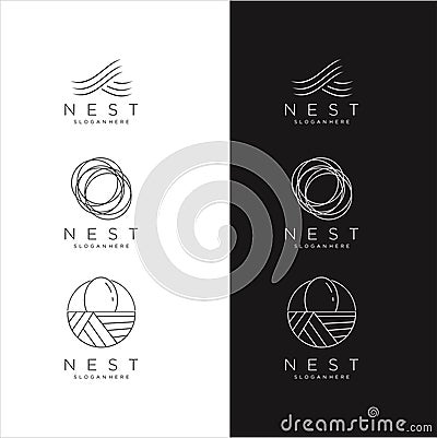 Set Of Nest Logo Vector Stock Modern Simple Vector Set Bird Nest Logo Design Template. Vector Illustration