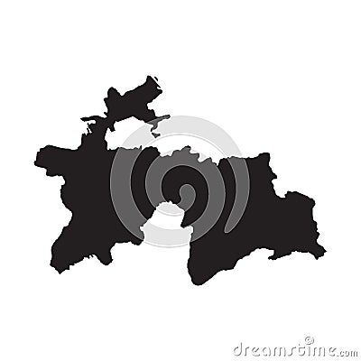 Tajikistan map vector, isolated on white background. Black template, flat earth. Simplified, generalized with round corners. Vector Illustration