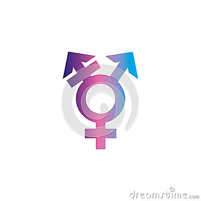 Transgender symbol combining gender symbols. Vector icon on white background. Vector Illustration