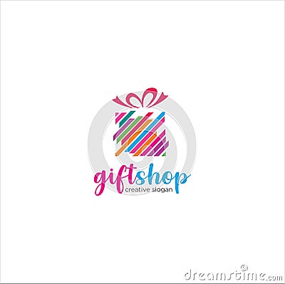 Christmas Gift Logo . Gift Logo Design Vector Stock . Gift Store Shop Logo Template . Surprise Gift Shop Logo Stock Photo