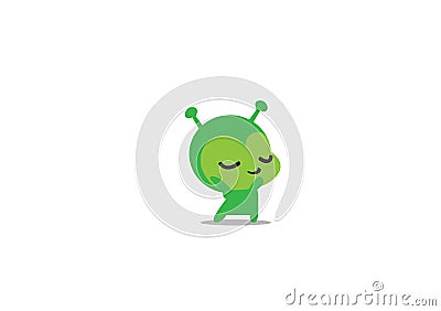 Cute cartoon character in green colour Stock Photo