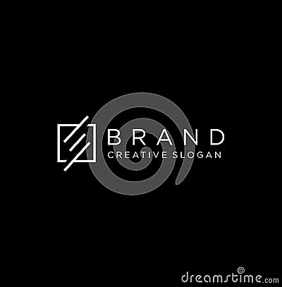 Square Monogram Letter E Logo With Thin Black Monogram Outline Contour. Modern Trendy Square Letter E Logo Design Vector Illustrat Stock Photo