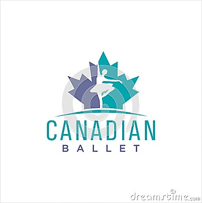 Canadian Ballet Logo Design vector illustration. maple leaf Ballet logo . Canada Ballet Logo . Cartoon Illustration