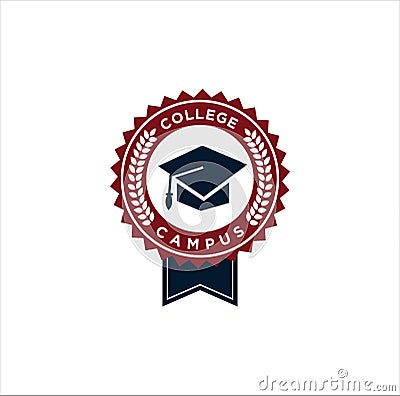College logo design template Vector illustration . University College Logo Badges Emblems Signs Stock Vector . College Campus Logo Cartoon Illustration