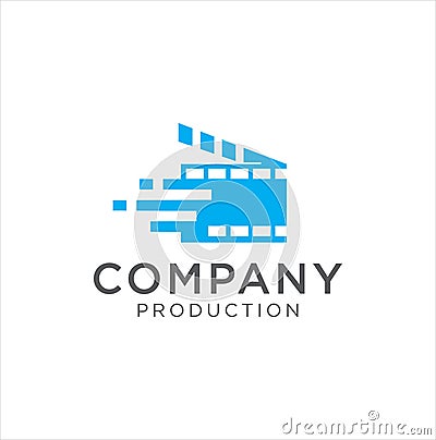 Cinema Tech logo movie emblem template . Movie Production Logo .Film Camera Logo Template . film strip cinema , Videography Logo I Stock Photo