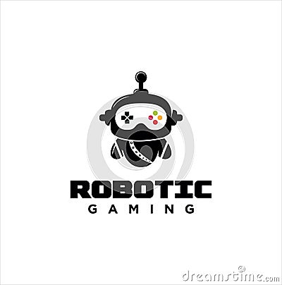 Robot Gaming Logo Design Vector illustration . Robotic mascot logo gamer . Robot esports logo Cartoon Illustration